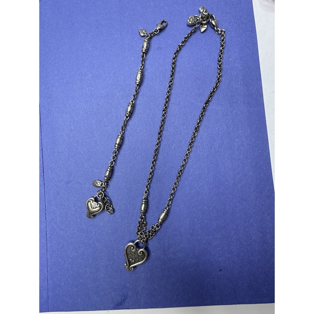 Brighton Necklace Bracelet Set Heart Creative Memories Silver Barrel Links - Picture 12 of 13